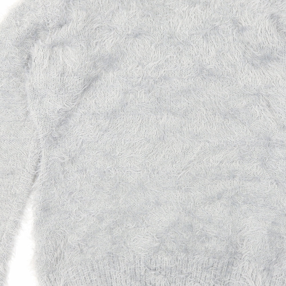 Quiz Womens Grey Round Neck Acrylic Pullover Jumper Size M - Strawberry