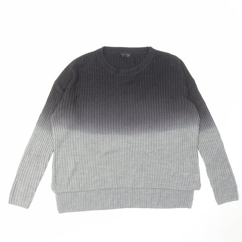Topshop Womens Grey Round Neck Acrylic Pullover Jumper Size 8