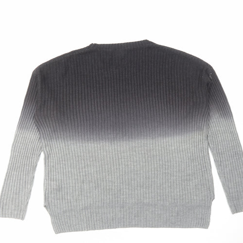 Topshop Womens Grey Round Neck Acrylic Pullover Jumper Size 8