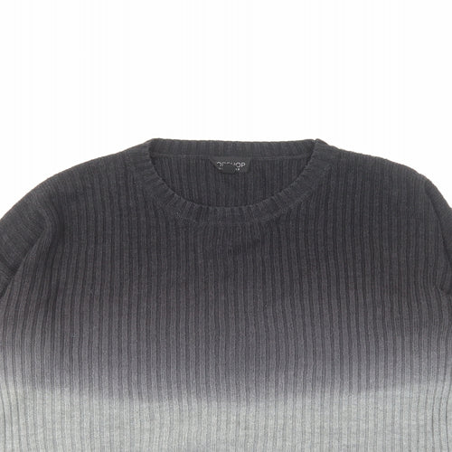 Topshop Womens Grey Round Neck Acrylic Pullover Jumper Size 8