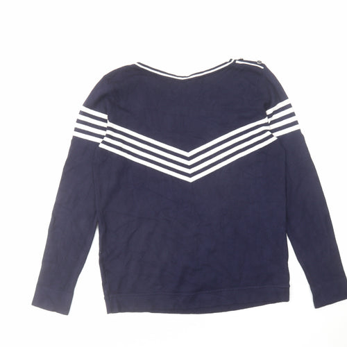 Classic Womens Blue Round Neck Viscose Pullover Jumper Size 12