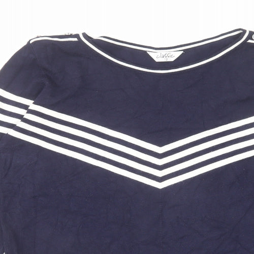 Classic Womens Blue Round Neck Viscose Pullover Jumper Size 12