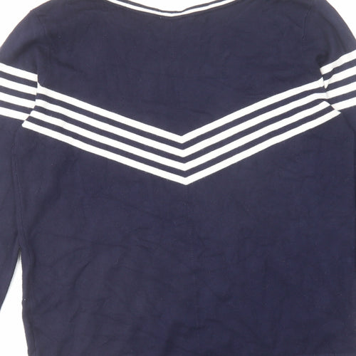 Classic Womens Blue Round Neck Viscose Pullover Jumper Size 12