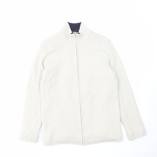 Marks and Spencer Womens Beige High Neck Acrylic Full Zip Jumper Size 14