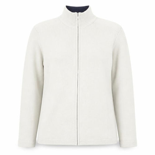 Marks and Spencer Womens Beige High Neck Acrylic Full Zip Jumper Size 14