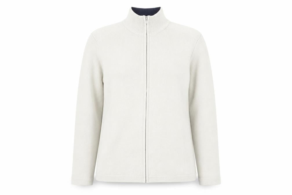 Marks and Spencer Womens Beige High Neck Acrylic Full Zip Jumper Size 14