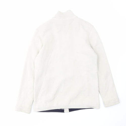 Marks and Spencer Womens Beige High Neck Acrylic Full Zip Jumper Size 14