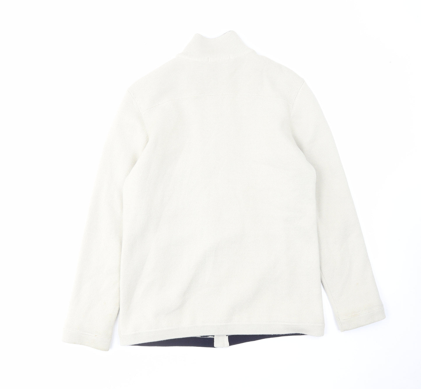 Marks and Spencer Womens Beige High Neck Acrylic Full Zip Jumper Size 14