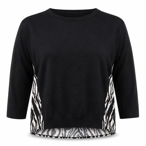 Wallis Womens Black Round Neck Animal Print Acrylic Pullover Jumper Size M - Zebra Print