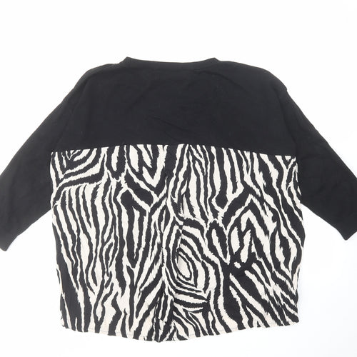 Wallis Womens Black Round Neck Animal Print Acrylic Pullover Jumper Size M - Zebra Print