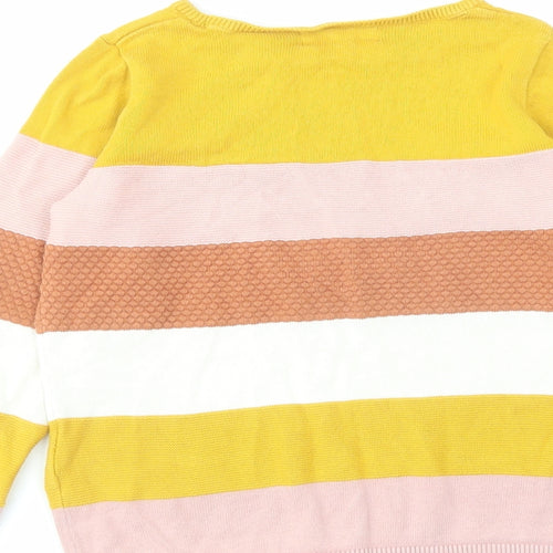 H&M Girls Multicoloured Round Neck Striped Cotton Pullover Jumper Size 6-7 Years Pullover