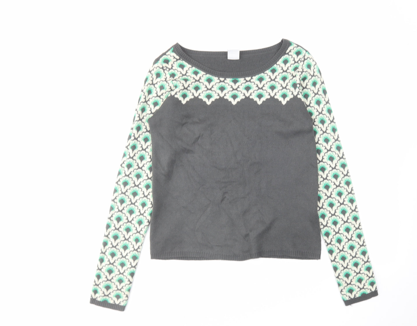 VERO MODA Womens Grey Round Neck Acrylic Pullover Jumper Size S