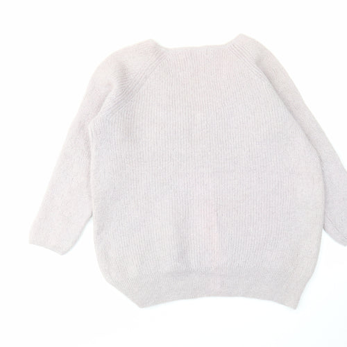 TWIGGY Womens Purple V-Neck Polyamide Pullover Jumper Size 18
