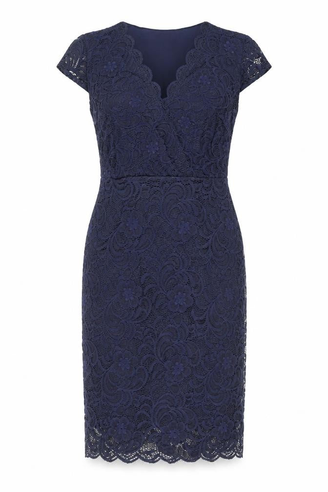 Front view of Lipsy women’s blue polyamide shift, size UK 10, v-neck zip