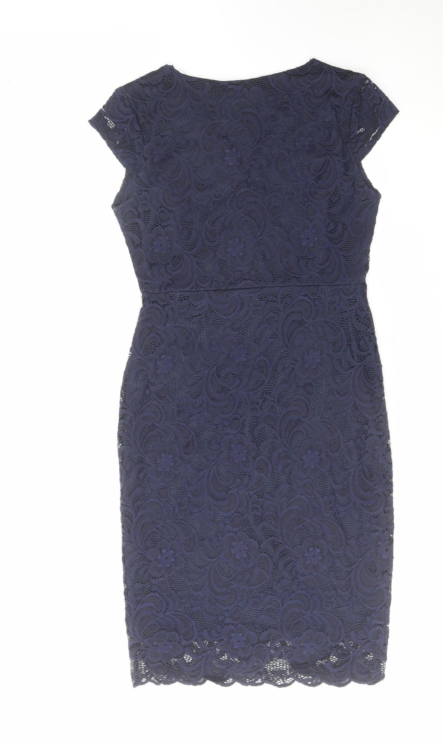 Lipsy Womens Blue Polyamide Shift Size 10 V-Neck Zip