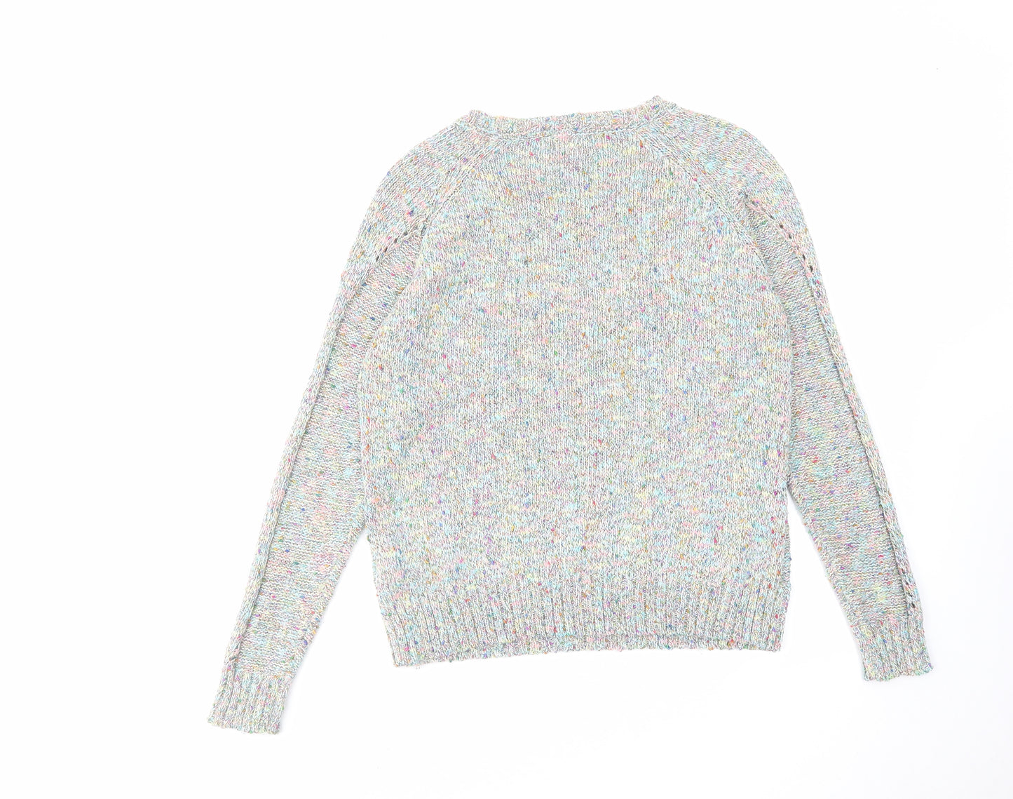 Indigo Womens Multicoloured Round Neck Cotton Pullover Jumper Size 12