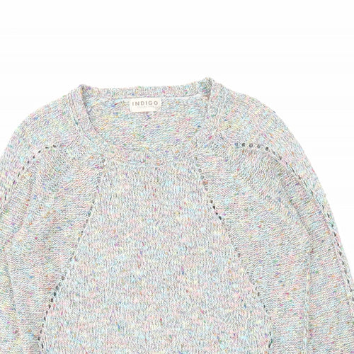 Indigo Womens Multicoloured Round Neck Cotton Pullover Jumper Size 12