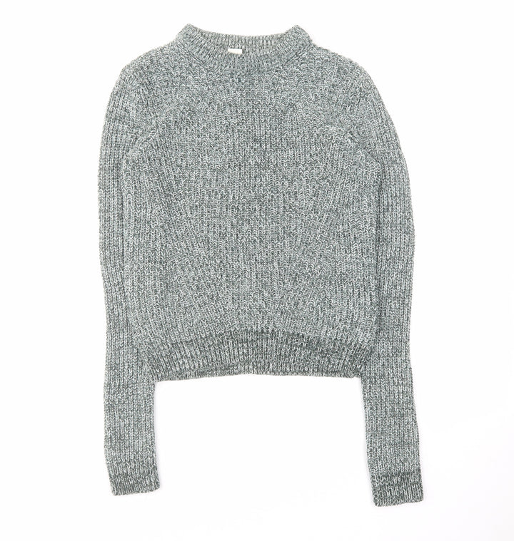 H&M Womens Green Round Neck Acrylic Pullover Jumper Size XS
