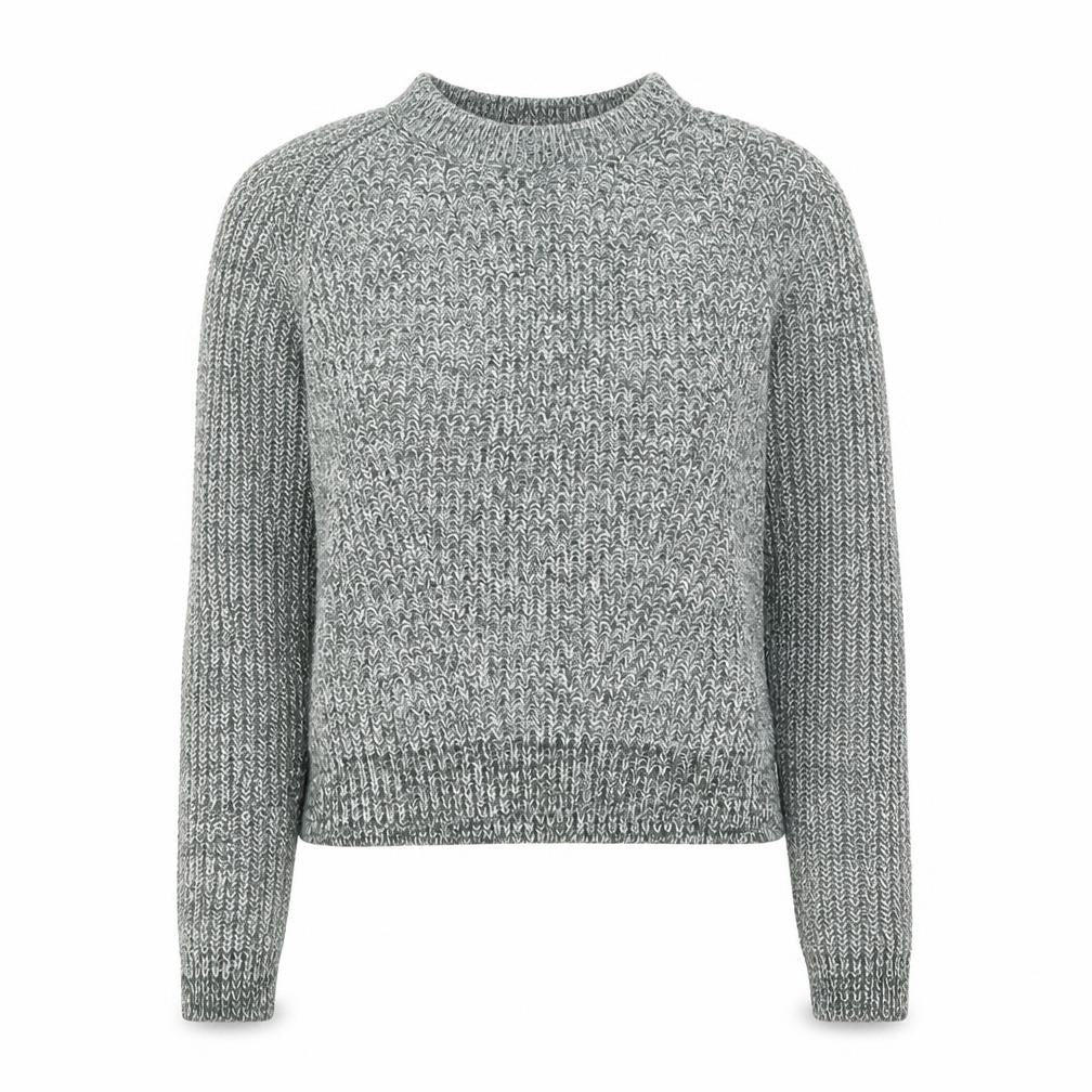 Front view of H&M women’s green round neck acrylic jumper, size XS