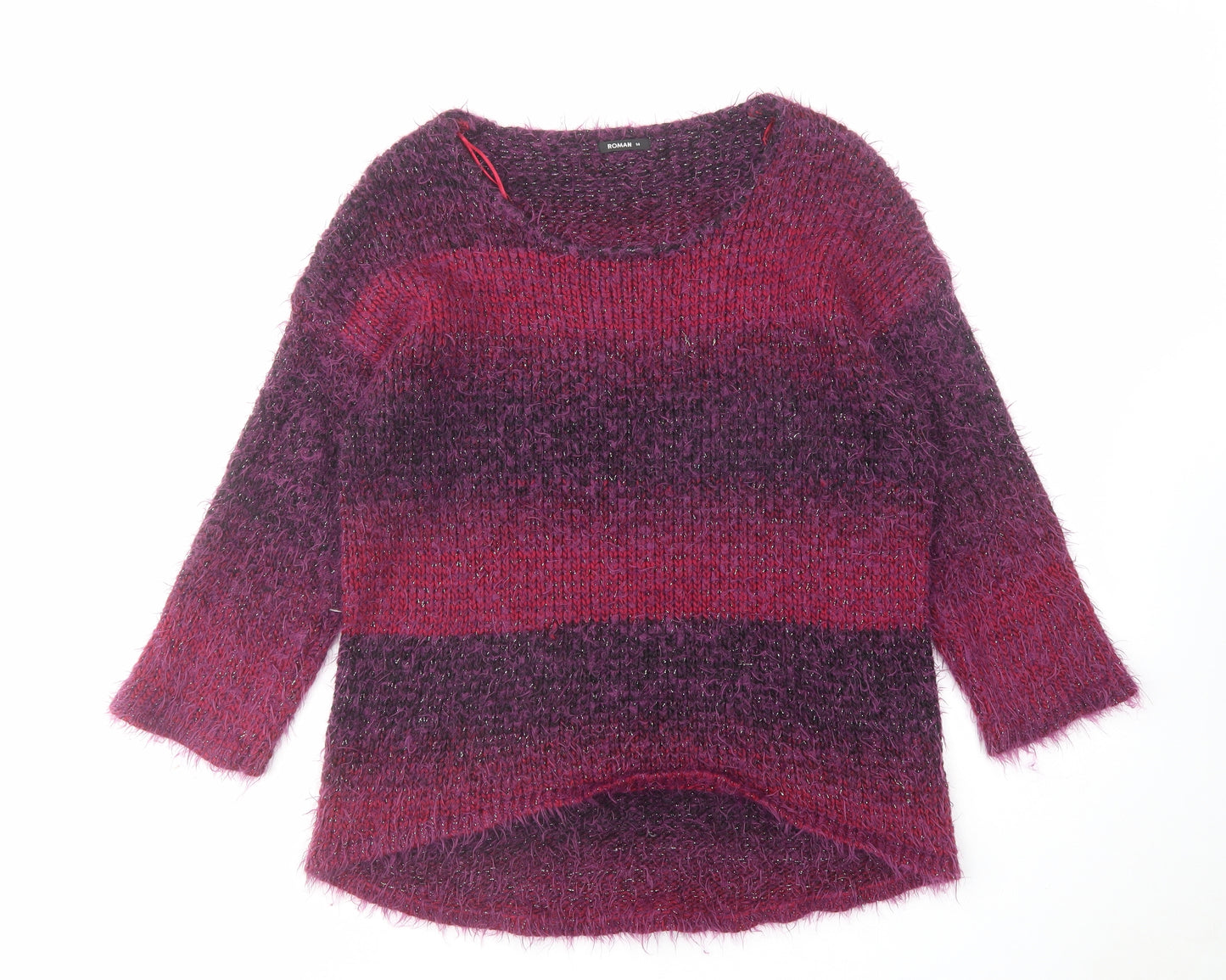 Roman Womens Pink Round Neck Polyamide Pullover Jumper Size 14
