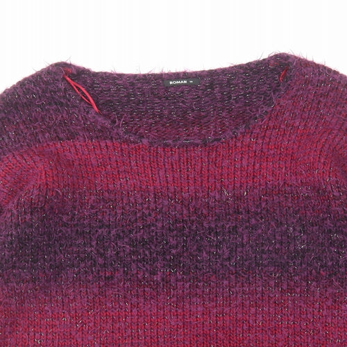 Roman Womens Pink Round Neck Polyamide Pullover Jumper Size 14