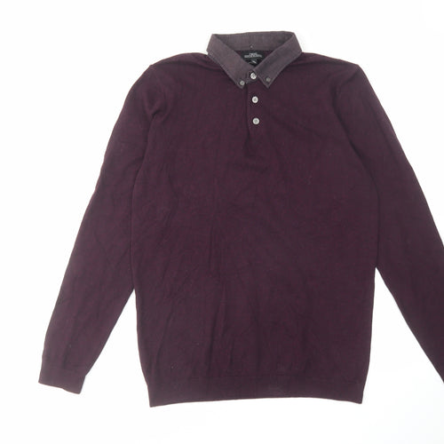 NEXT Mens Red Cotton Polo Size M Collared Button