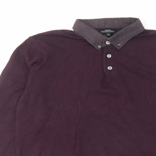 NEXT Mens Red Cotton Polo Size M Collared Button