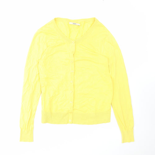 Oasis Womens Yellow Round Neck Cotton Cardigan Jumper Size L