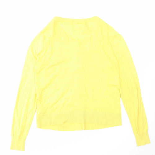 Oasis Womens Yellow Round Neck Cotton Cardigan Jumper Size L