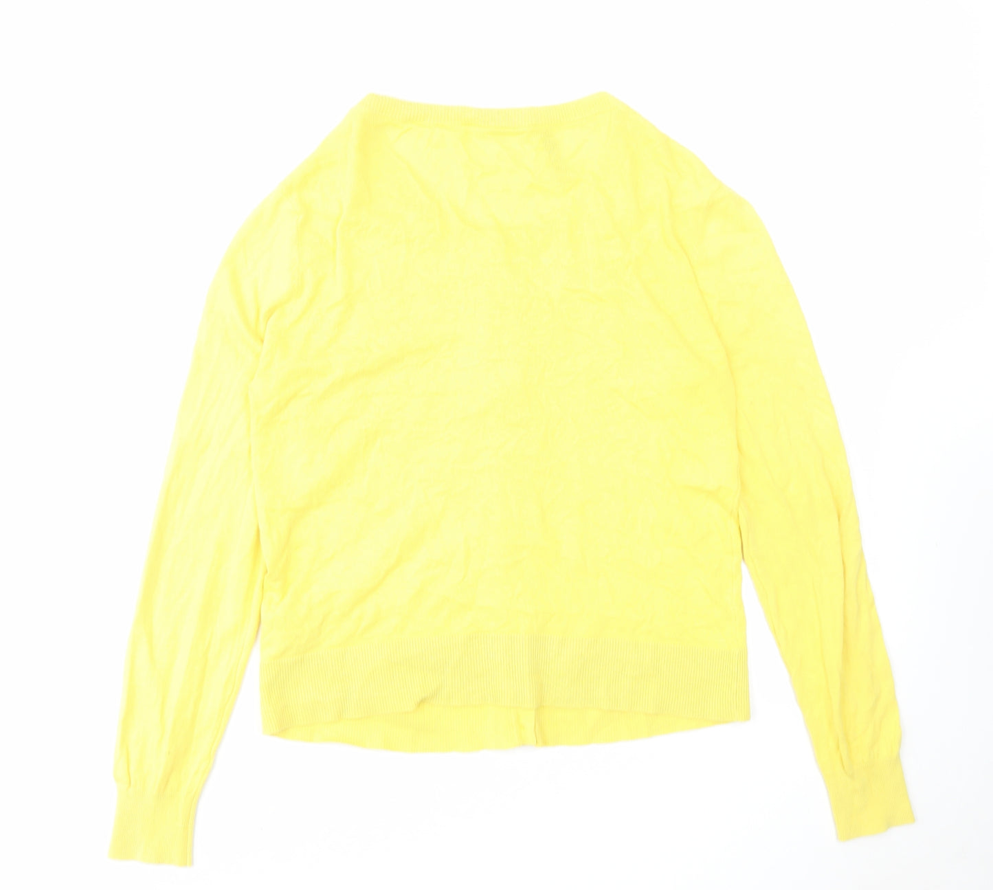 Oasis Womens Yellow Round Neck Cotton Cardigan Jumper Size L