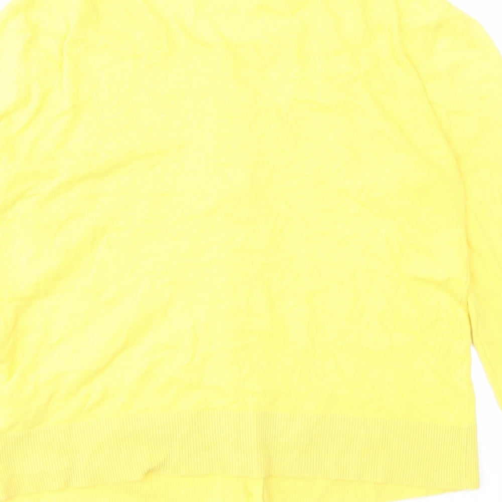 Oasis Womens Yellow Round Neck Cotton Cardigan Jumper Size L