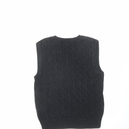 Polo Ralph Lauren Womens Black V-Neck Cotton Vest Jumper Size 8