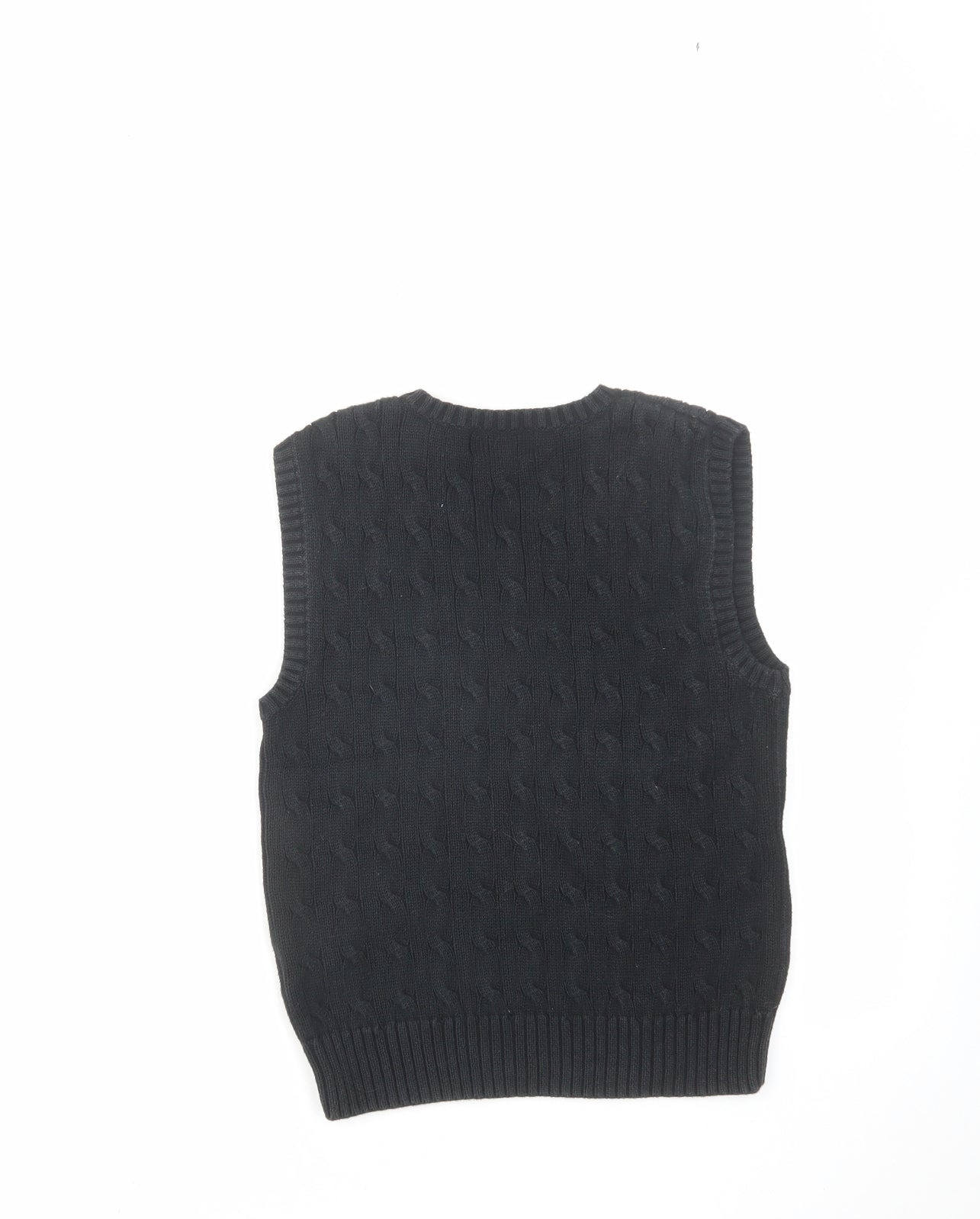 Polo Ralph Lauren Womens Black V-Neck Cotton Vest Jumper Size 8