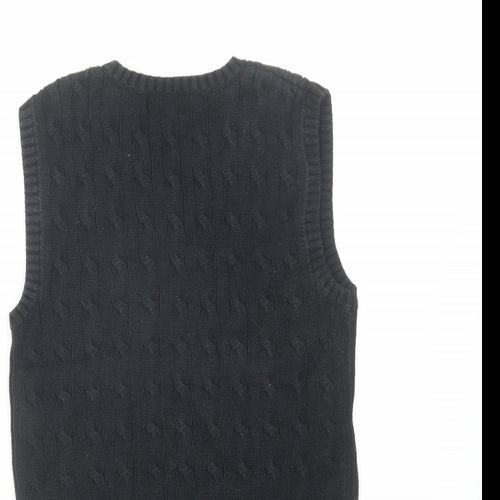 Polo Ralph Lauren Womens Black V-Neck Cotton Vest Jumper Size 8