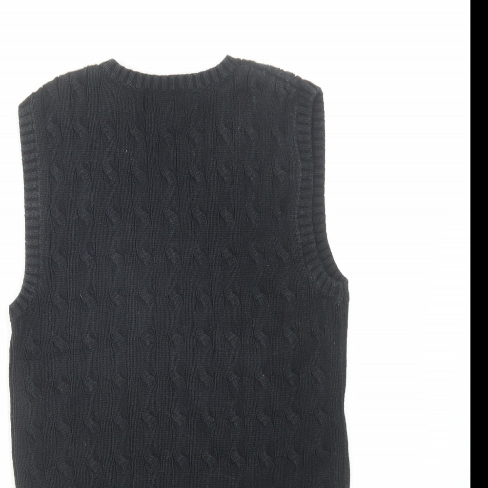 Polo Ralph Lauren Womens Black V-Neck Cotton Vest Jumper Size 8