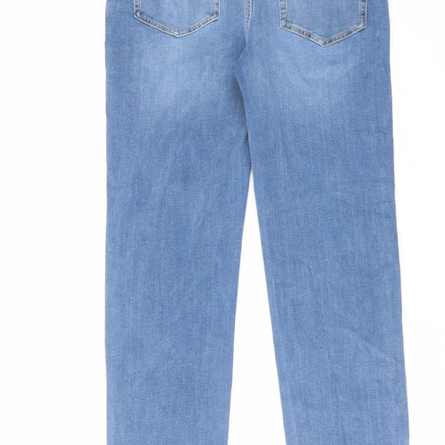 Marks and Spencer Womens Blue Cotton Straight Jeans Size 12 L27 in Regular Zip