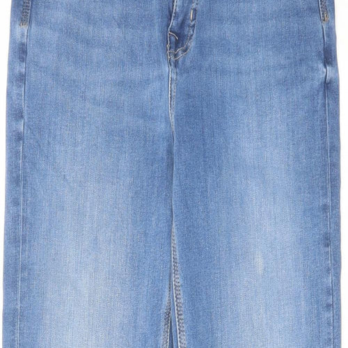 Marks and Spencer Womens Blue Cotton Straight Jeans Size 12 L27 in Regular Zip