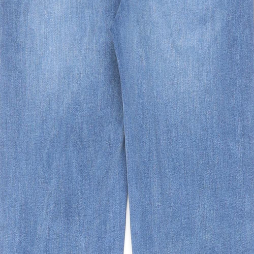 Marks and Spencer Womens Blue Cotton Straight Jeans Size 12 L27 in Regular Zip