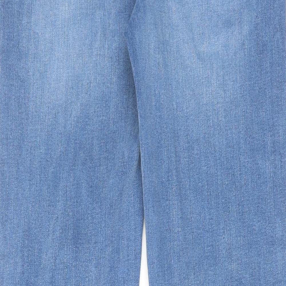 Marks and Spencer Womens Blue Cotton Straight Jeans Size 12 L27 in Regular Zip