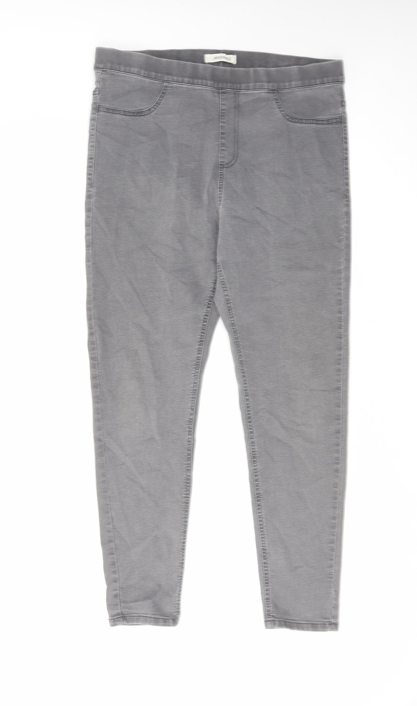 Marks and Spencer Womens Grey Cotton Jegging Jeans Size 14 L26 in Regular Zip