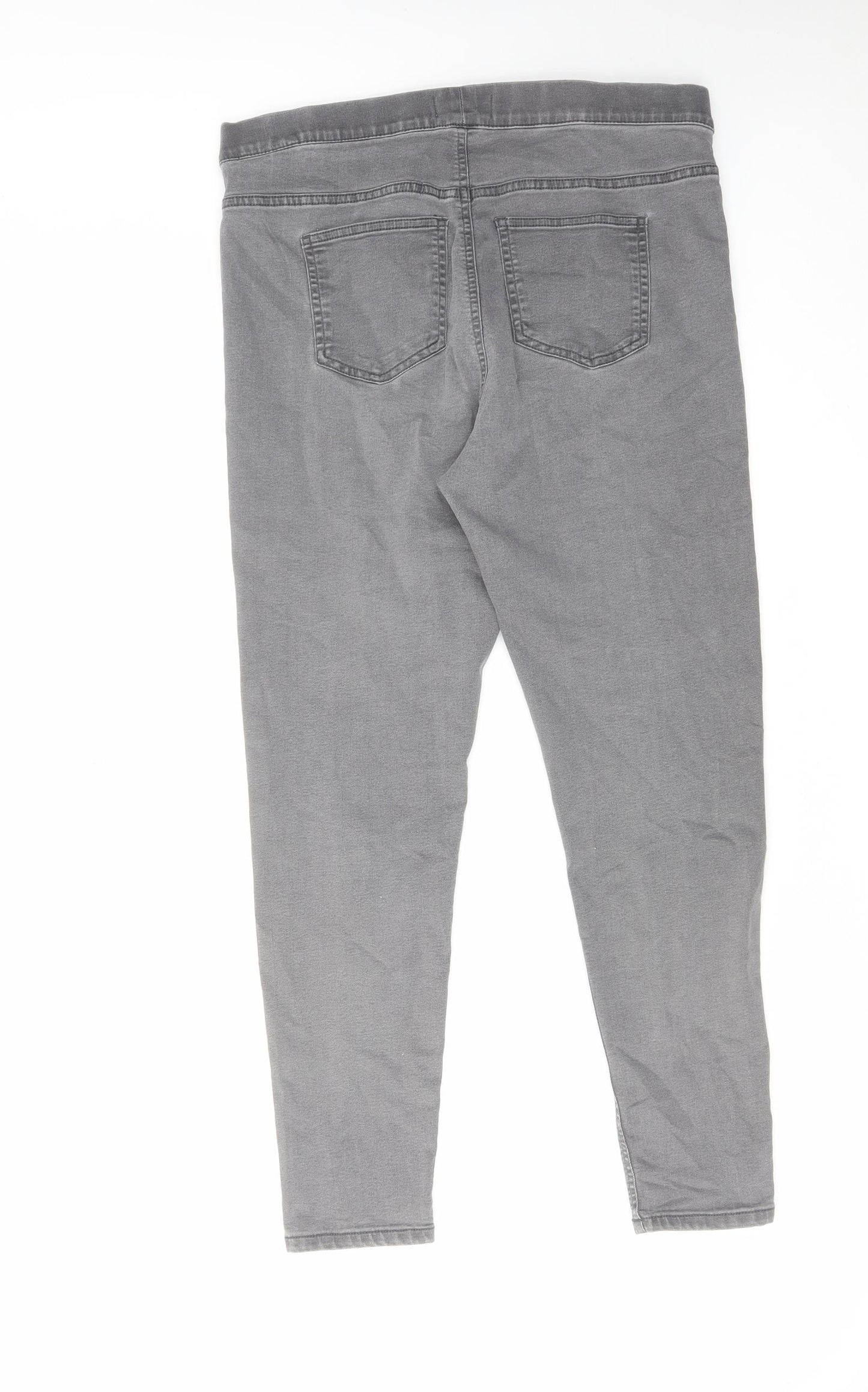 Marks and Spencer Womens Grey Cotton Jegging Jeans Size 14 L26 in Regular Zip