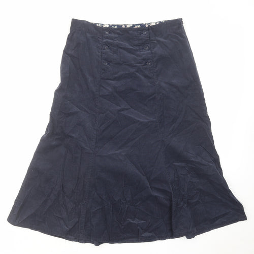 Laura Ashley Womens Blue Cotton A-Line Skirt Size 12 Zip