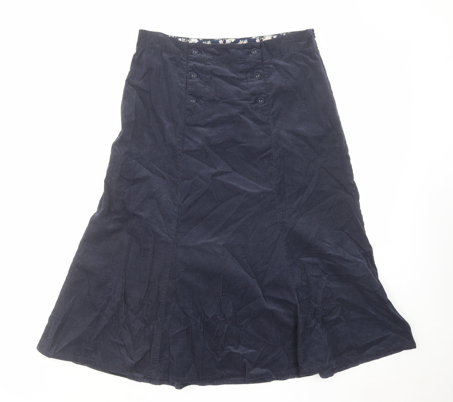 Laura Ashley Womens Blue Cotton A-Line Skirt Size 12 Zip