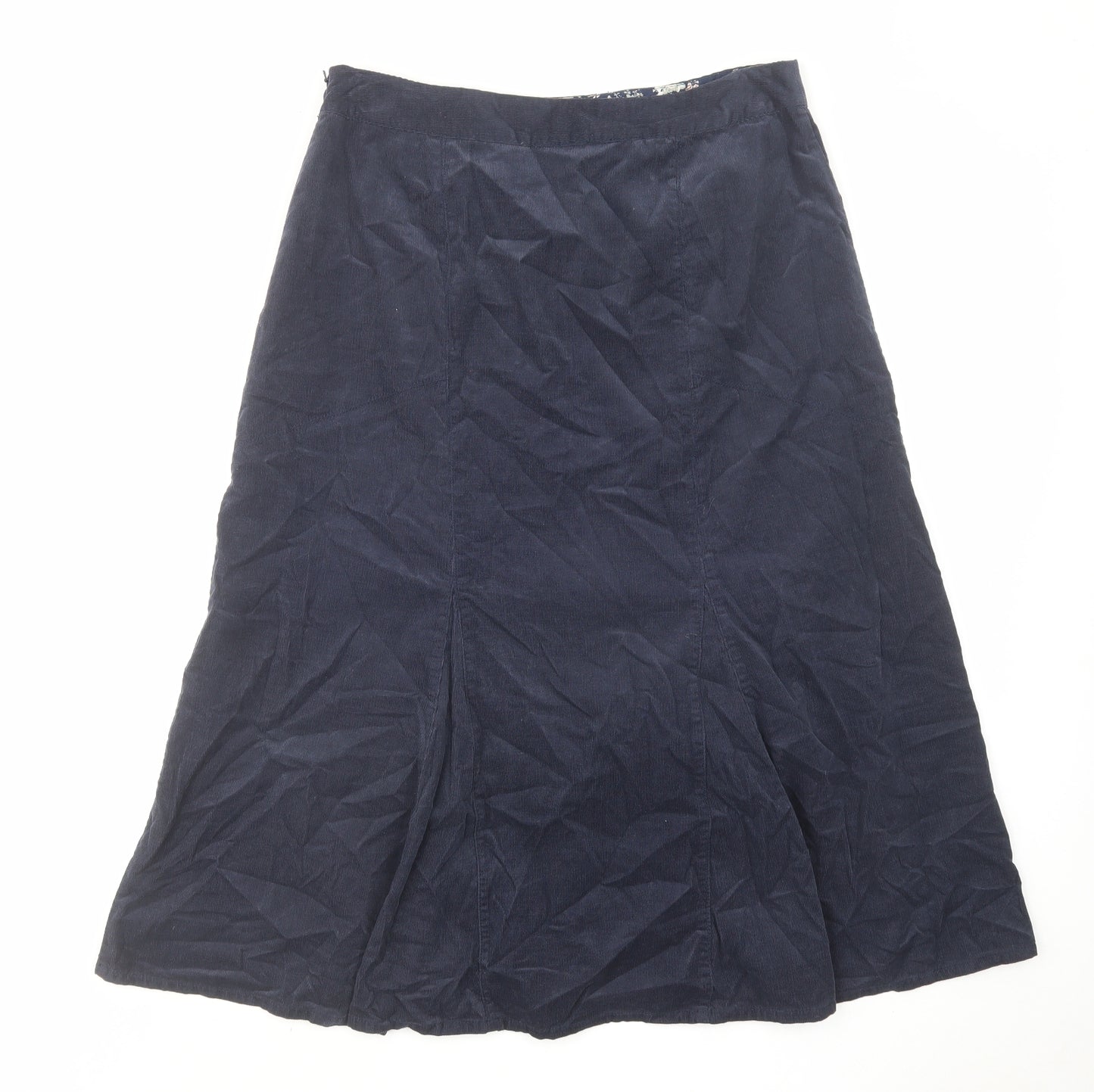 Laura Ashley Womens Blue Cotton A-Line Skirt Size 12 Zip