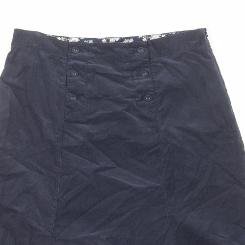 Laura Ashley Womens Blue Cotton A-Line Skirt Size 12 Zip