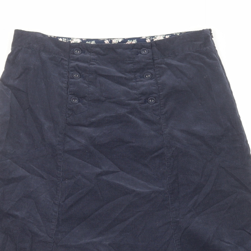 Laura Ashley Womens Blue Cotton A-Line Skirt Size 12 Zip
