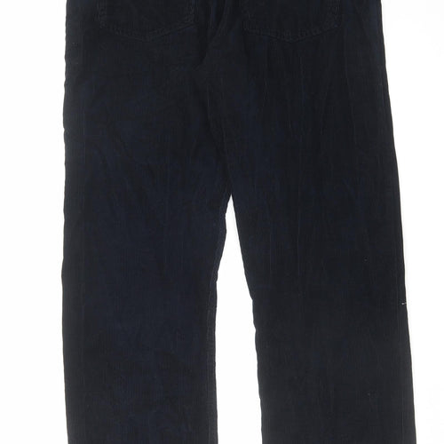 Marks and Spencer Mens Black Cotton Trousers Size 34 in L31 in Regular Zip