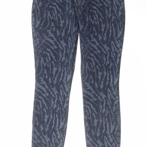 TU Womens Blue Animal Print Cotton Skinny Jeans Size 10 L27 in Regular Zip