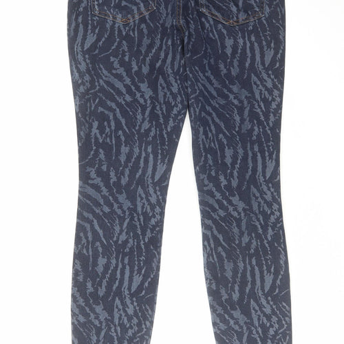 TU Womens Blue Animal Print Cotton Skinny Jeans Size 10 L27 in Regular Zip