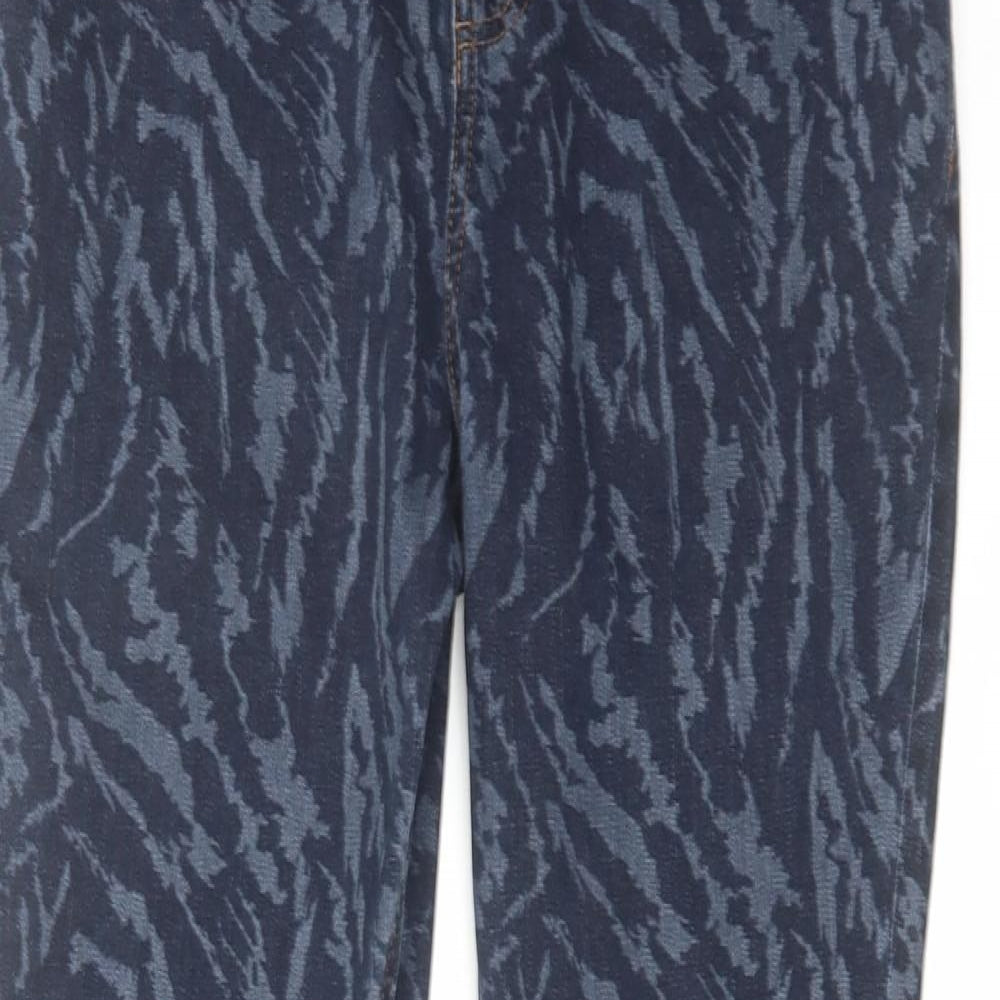TU Womens Blue Animal Print Cotton Skinny Jeans Size 10 L27 in Regular Zip